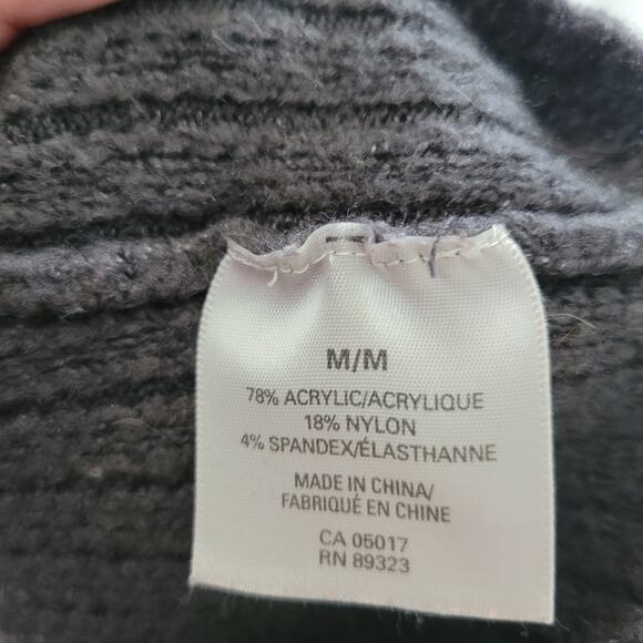 Roots 73 Size M Hooded V-Neck Knit Sweater Wood Bead Tie Drawstring Hem - Picture 9 of 10